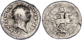 Roman Empire Domitian AR Denarius 77 - 78 AD
BMC 234; Cohen 49; RIC 957; Silver 3.11 g.; Domitian, as Caesar (69-81 AD); Obv: CAESAR AVG F DOMITIANVS...