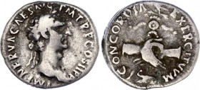 Roman Empire Nerva AR Denarius 97 AD
Crawford 53/1; RIC 15; Silver 3.23 g.; Nerva (96-98 AD); Obv: IMP NERVA CAES AVG - PM TRP COS III PP around laur...