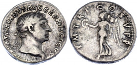Roman Empire Denarius 107 AD Trajan
Silver 3,097 g; Obv: IMPNERTRAIANAVGGERDACICVS, Laureate head right. Rev: PMTRPCOSVPP - Victory standing, facing,...