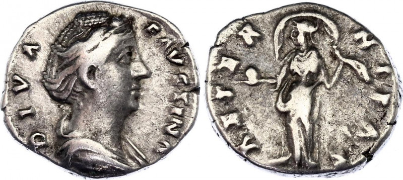 Roman Empire Denarius 148 - 161 AD Faustina Posthumous
3,37 g; Obv: DIVAFAVSTIN...