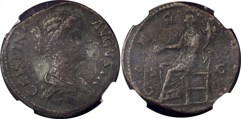 Roman Empire AE Sestertius 177 - 183 AD Crispina NGC Ch F
S.6010, RIC 672a, C.3...