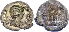 Roman Empire Denarius 209 - AD Julia Domna
RIC# 559 (Septimius Severus), S# 6588, C# 82; Silver 2,9 g, 18 mm; Obv: IVLIAAVGVSTA - Draped bust right. ...