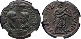 Roman Empire Thrace, Mesambria Philip II Æ 247 - 249 AD NGC VF
Varbanov GIC II 4291; Bronze; Philip II as Caesar (244-247 AD); Obv: ΜΑΡ ΙΟΥΛΙΟC ΦΙΛΙΠ...