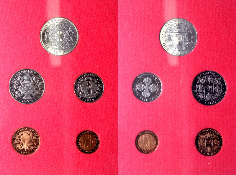Bhutan Proof Set of 5 Coins 1979 with Original Folder
KM# PS5 (KM# 45-49); Roya...