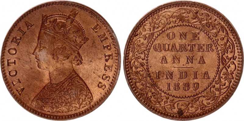 British India 1/4 Anna 1889 C
KM# 486; Victoria; UNC with red mint luster