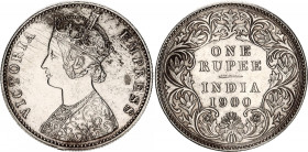 British India 1 Rupee 1900 C
KM# 492; Type C Bust, Type I Reverse; Silver; Victoria; XF