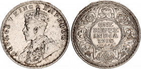 British India 1 Rupee 1918 B
KM# 524; N# 4851; Silver; George V; Mint: Bombay; AUNC