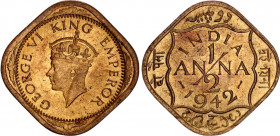 British India 1/2 Anna 1942
KM# 534b; N# 1612; George VI; UNC