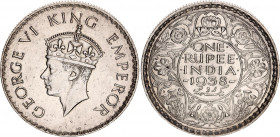British India 1 Rupee 1938
KM# 555; Silver; George VI; Mint: Bombay; AUNC