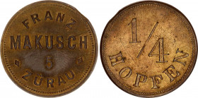 Czechoslovakia 1/4 Hopfen Token Franz Markusch Zurau 1920 - 1930
Brass; AUNC