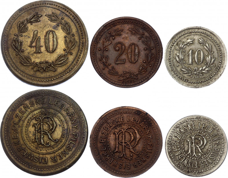 Czechoslovakia Plzen 10 - 20 - 40 Haleru Gas Tokens (ND)
Plzeňské ledárny, Obec...