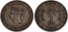 Ceylon 1 Cent 1892
KM# 92; N# 3962; Copper; Victoria; XF