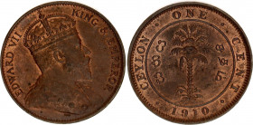 Ceylon 1 Cent 1910
KM# 102; Copper; Edward VII; Mint: Calcutta; AUNC
