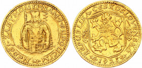 Czechoslovakia 1 Dukat 1923
KM# 8; Without serial number; Gold (.986) 3.49 g., 19.75 mm.; Mintage 61.861 pc; Svatováclavský dukát.; XF, removed from ...