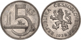 Czechoslovakia 5 Korun 1938
KM# 11a, Schön# 9a; Nickel; AUNC