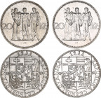 Czechoslovakia 2 x 20 Korun 1933
KM# 17, Schön# 11; Silver; AUNC