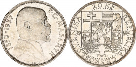 Czechoslovakia 20 Korun 1937
KM# 18, Schön# 18; Silver; Death of President Masaryk; AUNC