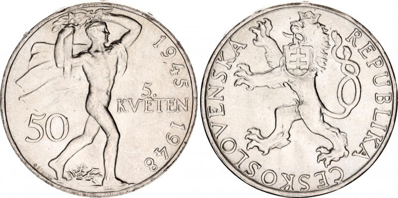 Czechoslovakia 50 Korun 1948
KM# 25; Silver; 3rd Anniversary - Prague Uprising;...