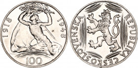 Czechoslovakia 100 Korun 1948
KM# 27, Schön# 34, Silver; 30th Anniversary of Independence; UNC