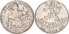 Czechoslovakia 100 Korun 1949
KM# 29; Silver; 700th Anniversary of Jihlava Mining Privileges; UNC
