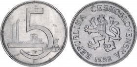 Czechoslovakia 5 Korun 1952
KM# 34; Aluminium; Not released for circulation. Almost the entire mintage was melted; UNC