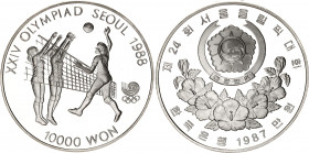 South Korea 10000 Won 1987
KM# 63; Silver., Proof; Olympiad Seul - Volleyball
