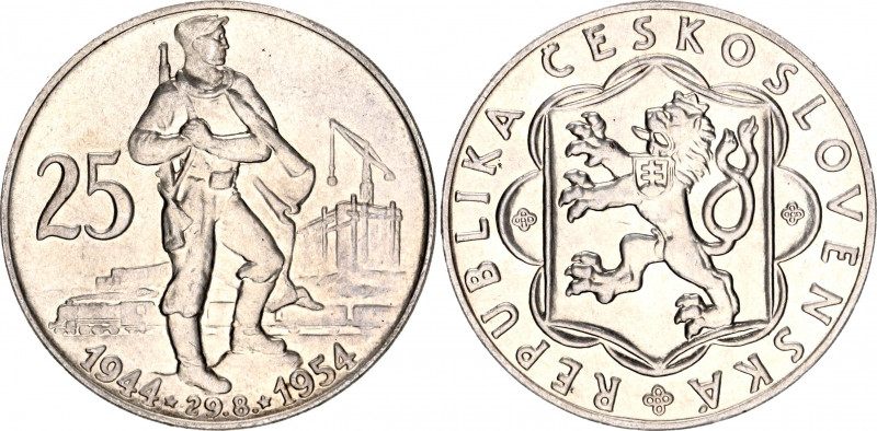 Czechoslovakia 25 Korun 1954
KM# 41; Silver; 10th Anniversary - Slovak Uprising...