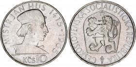 Czechoslovakia 10 Korun 1965 Proof
KM# 58; Silver., Proof; 550 Years since the Death of Jan Hus; Mintage 5000 pcs; With nice toning