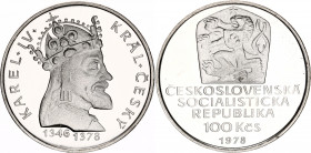 Czechoslovakia 100 Korun 1978
KM# 93; Silver., Proof; 600 Years - Death of King Charles IV; Mintage 10000 pcs