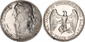 Czechoslovakia Silver Medal "The Sokol XI. Festival" 1948
Silver (.500) 13.83 g., 28 mm.; Horejc; Na Pamět XI. Všesokolského Sletu; UNC