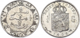 Netherlands East Indies 1/4 Gulden 1908
KM# 310, Schön# 7; N# 31128; Silver; Wilhelmina; AUNC-