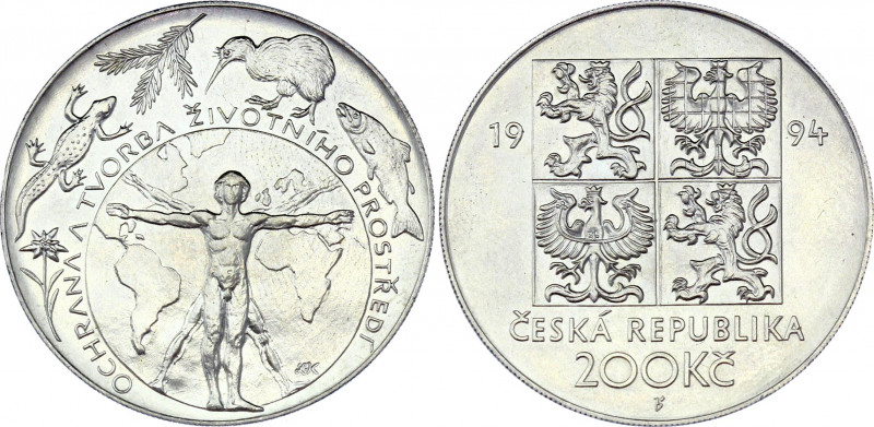 Czech Republic 200 Korun 1994
KM# 14; Silver 12.76 g.; Environmental Protection...