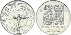 Czech Republic 200 Korun 1994
KM# 14; Silver 12.76 g.; Environmental Protection; UNC