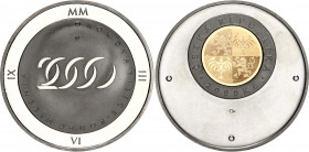 Czech Republic 2000 Korun 2000
KM# 44; N# 67056; Bimetallic: gold (.9999) center in silver (.999) ring; New Millennium; Silver coin with gold inlay (...