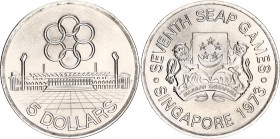 Singapore 5 Dollars 1973
KM# 10; Silver; 7th SEAP Games; UNC