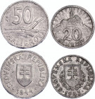 Slovakia 20 & 50 Halierov 1943 - 1944
Aluminium, XF. Not common.