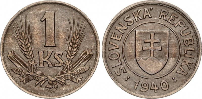 Slovakia 1 Koruna 1940
KM# 6, Schön# 5; Copper-nickel; XF