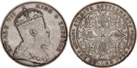 Straits Settlements 1 Dollar 1908
KM# 26; Dav. 304; Silver; Edward VII; Mint: Royal Mint, London; VF Toned