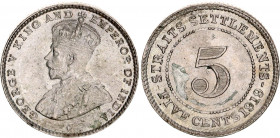 Straits Settlements 5 Cents 1919
KM# 31; Silver; George V; Mint: Bombay; XF