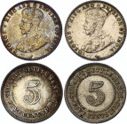 Straits Settlements 2 x 5 Cents 1918 - 1919
KM# 31; Silver; George V; AUNC/UNC with nice toning