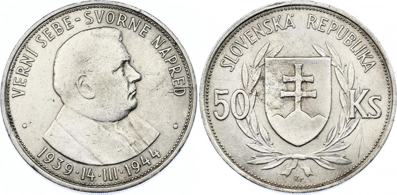 Slovakia 50 Korun 1944
KM# 10; Schön# 10; N# 6088; Silver; Fifth Anniversary of...