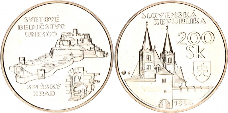 Slovakia 200 Korun 1998
KM# 44; N# 24202; Sliver; Spis Castle; Mintage 1500 Pcs...