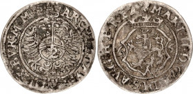 Bohemia 2 Kreuzer 1565
KM# 165; Diet# 193; N# 94655; Silver 1.39 g.; Maximilian II; Mint: Joachimsthal; VF-