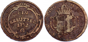 Austria Burgau 1 Kreutzer 1772 G
KM# 8; Copper, VF . Not common.
