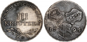 Austria Further 3 Kreuzer 1794 H
KM# 22; Herinek 945; Silver; Franz II; Mint: Gunzburg; XF Toned