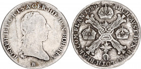 Austrian Netherlands 1/4 Kronentaler 1789 B
KM# 38; N# 26307; Silver; Joseph II; VF-