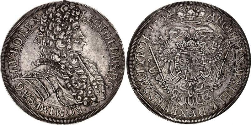 Austria 1 Taler 1704
KM# 1413; Silver; Leopold I; Vienna Mint; XF, most likely ...
