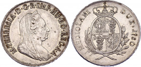 Austria 1/2 Scudo 1780
Crippa 38/D; Dav. 1386; Eypeltauer 489; Silver; Maria Theresia; Milan mint; AUNC-UNC