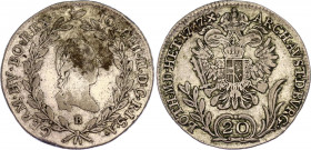 Austria 20 Kreuzer 1787 B
KM# 2069; Silver; Joseph II,VF-XF.