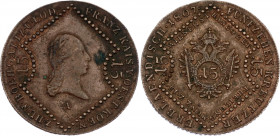 Austria 15 Kreuzer 1807 A
KM# 2138; Copper; Franz I; Mint: Vienna; XF-